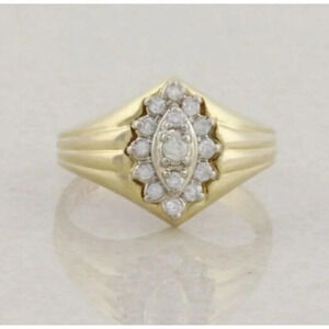 14k Yellow Gold .25 Carat Diamond Cluster Ring Size 6 1/2